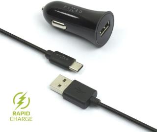 Nabíječka pro mobil Autonabíječka Fixed s odnímatelným Usb-c kabelem, 2,4A, černá