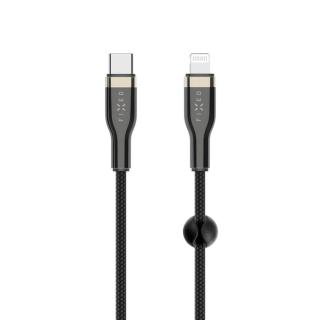 Nabíječka pro mobil Nabíjecí a datový opletený kabel Fixed s konektory Usb-c/lightning a podporou Pd, 1.2m, Mfi, černý