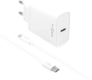 Nabíječka pro mobil Set síťové nabíječky Fixed Mini s Usb-c výstupem a Usb-c/usb-c kabelu, podpora Pd, 1 metr, 20W, bílý