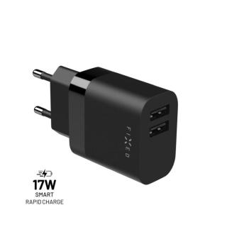 Nabíječka pro mobil Síťová nabíječka Fixed s 2xUSB výstupem, 17W Smart Rapid Charge, černá