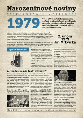 Narozeninové noviny 1979 s vlastním textem, S textem