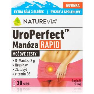 NatureVia UroPerfect Manosa Rapid prášek pro perorální roztok pro zdravé močové cesty v sáčku 30 ks