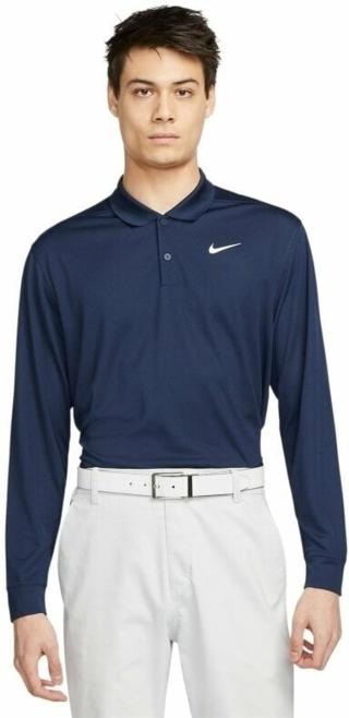 Nike Dri-Fit Victory Solid Mens Long Sleeve Polo College Navy/White XL