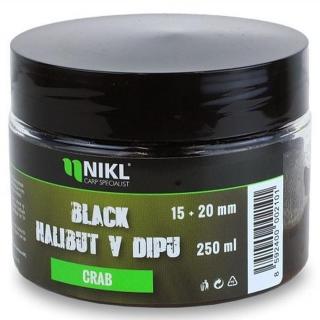 Nikl Black Halibut Pelety v Dipu Crab 250g 15+20mm Hmotnost: 250g, Průměr: 15+20mm