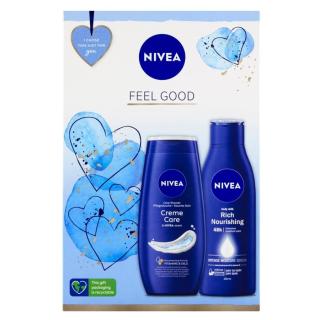 NIVEA Feel Good Body Care dárková sada -  tělové mléko Body Milk 250 ml + sprchový gel Creme Care 250 ml