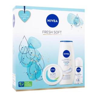 Nivea Fresh Soft dárková kazeta sprchový gel Creme Soft 250 ml + antiperspirant roll-on Original Natural 50 ml + hydratační krém Soft 100 ml pro ženy