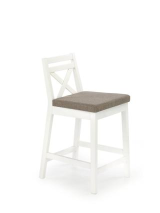 Nízká barová židle BORYS LOW dřevo / látka Bílá,Nízká barová židle BORYS LOW dřevo / látka Bílá