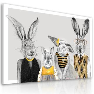 Obraz na plátně HIPSTER RABBIT FAMILY H různé rozměry Ludesign ludesign obrazy: 70x50 cm