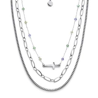 Oliver Weber Luxusní trojitý náhrdelník z oceli Eternal 12256