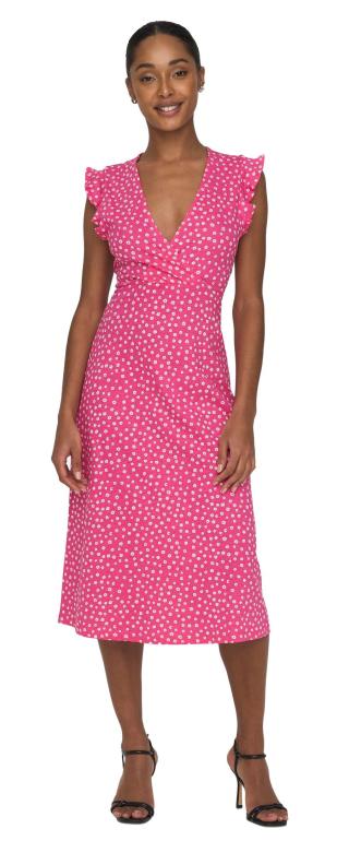 ONLY Dámské šaty ONLMAY Regular Fit 15257520 Shocking Pink / Lea flower XS
