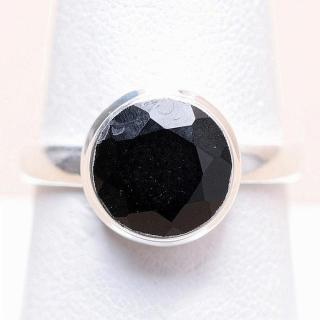 Onyx prsten broušený stříbro Ag 925 R1202 - 58 mm , 3,8 g
