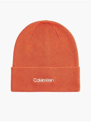 Oranžová dámská zimní čepice s příměsí vlny a kašmíru Calvin Klein
