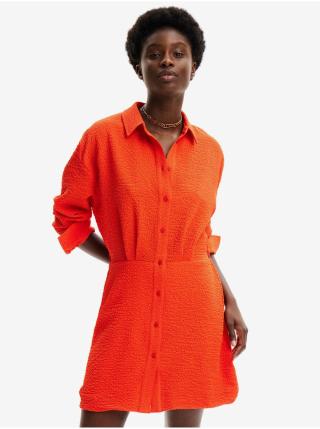 Oranžové dámské košilové šaty Desigual Milwaukee