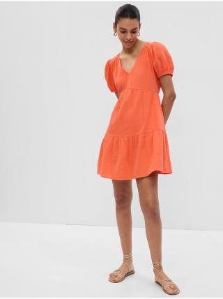 Oranžové dámské šaty Mini šaty s rukávem GAP