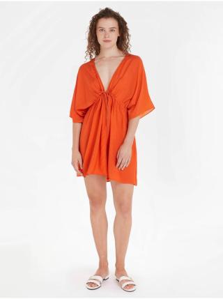 Oranžové dámské šaty Tommy Hilfiger Cover Up Short Dress SS