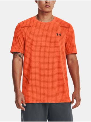 Oranžové pánské vzorované sportovní tričko Under Armour UA Seamless Grid