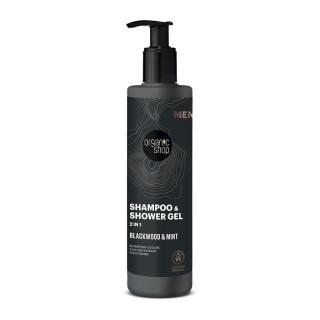 Organic Shop Pánský sprchový gel a šampon 2v1 Blackwood a máta 280 ml