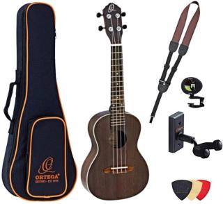 Ortega RUCOAL Deluxe SET Koncertní ukulele Coal Black