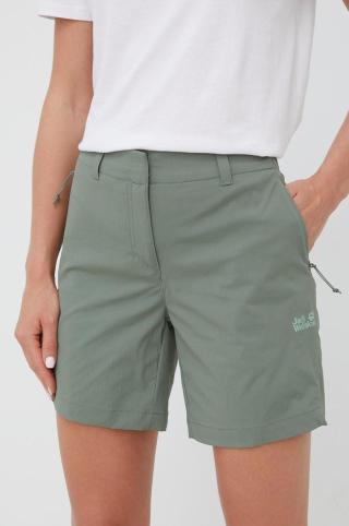 Outdoorové šortky Jack Wolfskin Peak zelená barva, medium waist