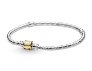 Pandora Elegantní stříbrný náramek se zlatou sponou 599347C00 16 cm