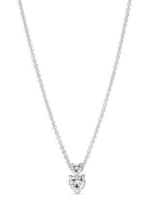 Pandora Něžný stříbrný náhrdelník Dvojité srdce 391229C01-45