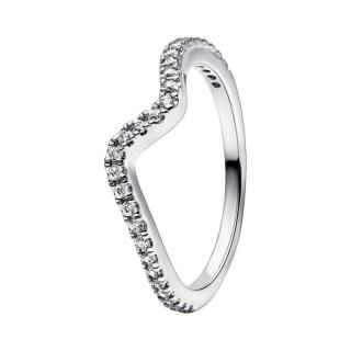 Pandora Vlnitý stříbrný prsten se zirkony 192539C01 56 mm