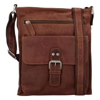 Pánská kožená crossbody taška hnědá - Greenwood Vamps Two