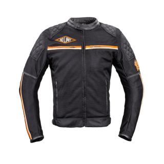 Pánská moto bunda W-TEC 2Stripe  černo-béžovo-oranžová  S