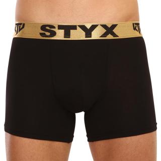 Pánské boxerky Styx / KTV long sportovní guma černé - zlatá guma  XL