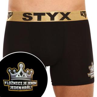 Pánské boxerky Styx / KTV long sportovní guma černé - zlatá guma  L