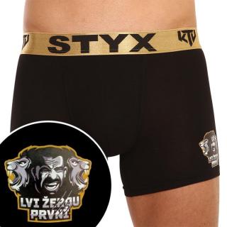 Pánské boxerky Styx / KTV long sportovní guma černé - zlatá guma  S