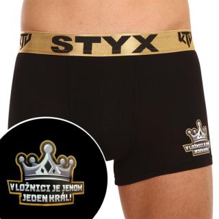 Pánské boxerky Styx / KTV sportovní guma černé - zlatá guma  XXL