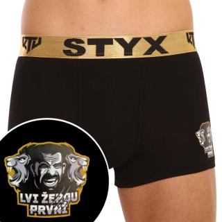 Pánské boxerky Styx / KTV sportovní guma černé - zlatá guma  S