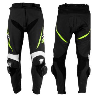 Pánské kožené moto kalhoty W-TEC Vector  černá-fluo  2XL