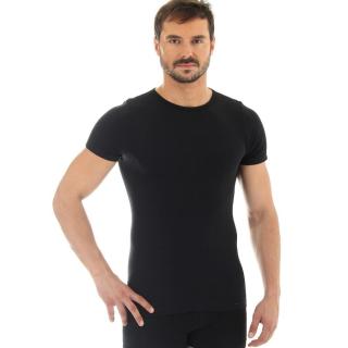 Pánské tričko Brubeck Wool Comfort s krátkým rukávem  černá  L
