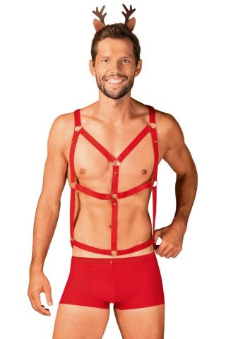 Pánský erotický kostým Obsessive Mr. Reindy Christmas Červená S-M