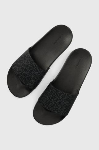 Pantofle Calvin Klein POOL SLIDE MONO pánské, černá barva, HM0HM00963