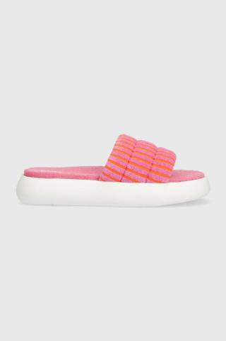 Pantofle Toms Alpargata Mallow Slide dámské, růžová barva, na platformě, 10019703