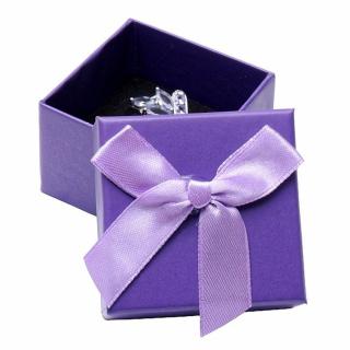 Papírová dárková krabička fialová na prsteny 5 x 5 cm - 5 x 5 x 3,5 cm