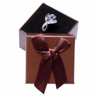 Papírová dárková krabička hnědá na prsteny 5 x 5 cm - 5 x 5 x 3,5 cm