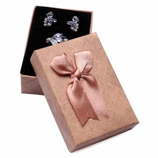 Papírová dárková krabička papája s mašlí na prsteny a náušnice 6,3 x 9,3 cm - 9,3 x 6,3 x 3 cm