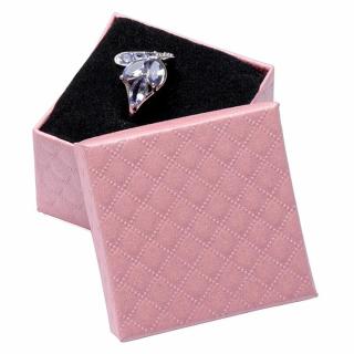 Papírová dárková krabička růžová vzorovaná na prsteny 5 x 5 cm - 5 x 5 x 3,5 cm