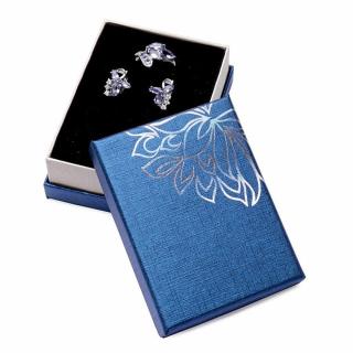 Papírová dárková krabička s květinou na prsteny a náušnice 9 x 6,8 cm - 9 x 6,8 x 3,3 cm