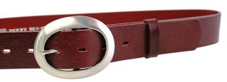 Penny Belts Dámský kožený opasek 11895 Tmavě Červený 110 cm