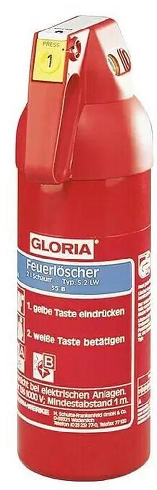 Pěnový hasící přístroj Gloria / 2 l / DIN EN 3 / 0 °C - 60 °C / A - Pevné látky / B - Kapalné látky / dusík / červená