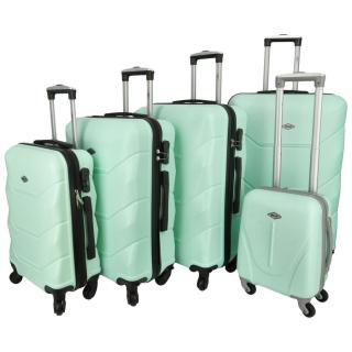 Pětidílná sada cestovních plastových kufrů Sonrado, světle zelená