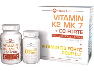 Pharma Activ Vitamín K2 MK7 + D3 FORTE 125 tbl. + Vitamín D3 Forte 30 tbl.