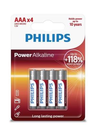 Philips mikrotužková baterie Aaa baterie Aaa Powerlife, alkalická - 4ks