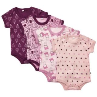 Pippi Body s krátkým rukávem 4 Pack Lilac