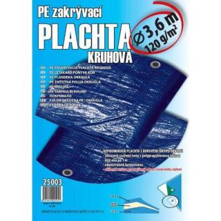 Plachta zakrývací kulatá, Ø 3,2 - 3,6 m, 120g/m2, modro - stříbrná